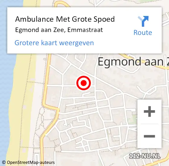 Locatie op kaart van de 112 melding: Ambulance Met Grote Spoed Naar Egmond aan Zee, Emmastraat op 10 april 2015 22:26