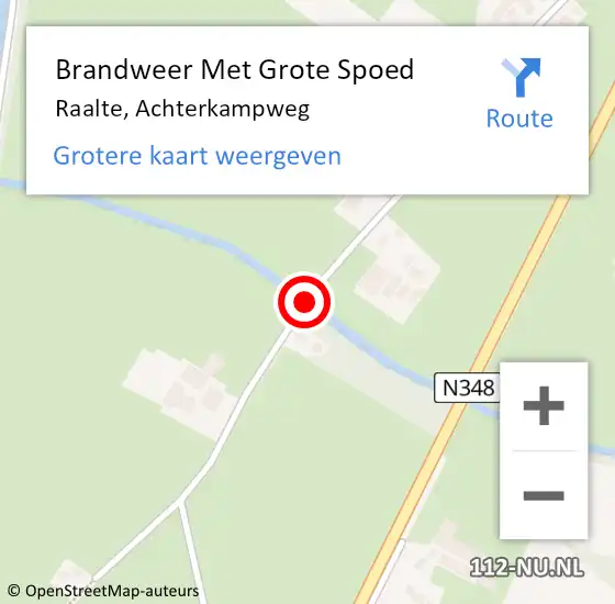 Locatie op kaart van de 112 melding: Brandweer Met Grote Spoed Naar Raalte, Achterkampweg op 10 april 2015 22:32