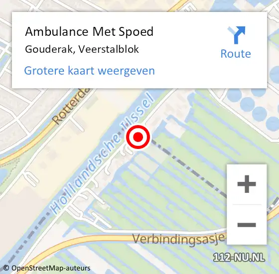 Locatie op kaart van de 112 melding: Ambulance Met Spoed Naar Gouderak, Veerstalblok op 11 april 2015 00:53