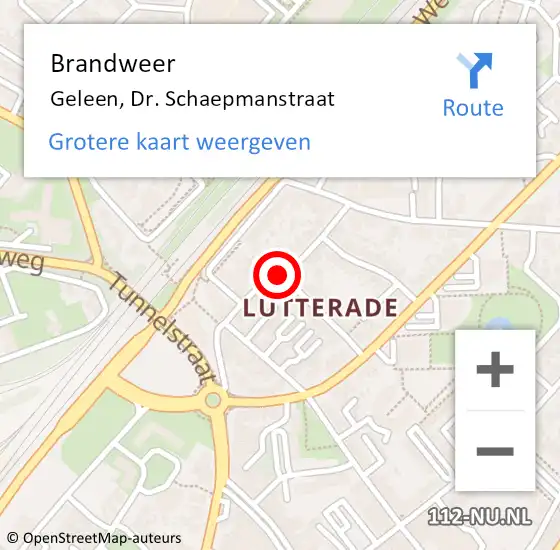 Locatie op kaart van de 112 melding: Brandweer Geleen, Dr. Schaepmanstraat op 11 april 2015 02:54