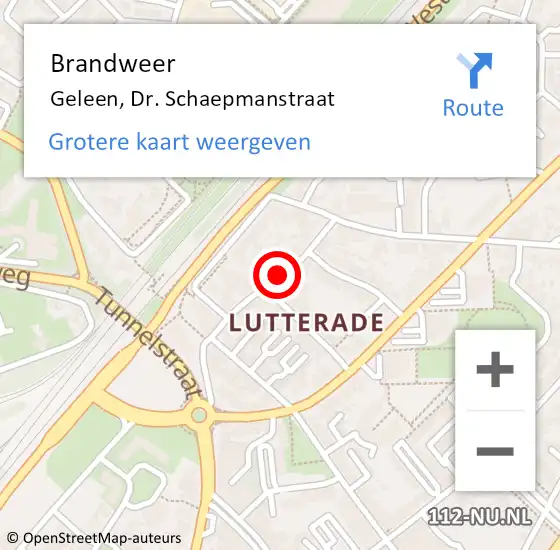 Locatie op kaart van de 112 melding: Brandweer Geleen, Dr. Schaepmanstraat op 11 april 2015 02:55