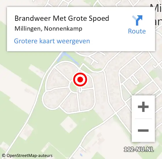 Locatie op kaart van de 112 melding: Brandweer Met Grote Spoed Naar Millingen, Nonnenkamp op 11 april 2015 03:17