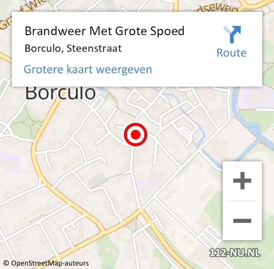 Locatie op kaart van de 112 melding: Brandweer Met Grote Spoed Naar Borculo, Steenstraat op 11 april 2015 03:45