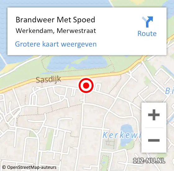 Locatie op kaart van de 112 melding: Brandweer Met Spoed Naar Werkendam, Merwestraat op 11 april 2015 05:13