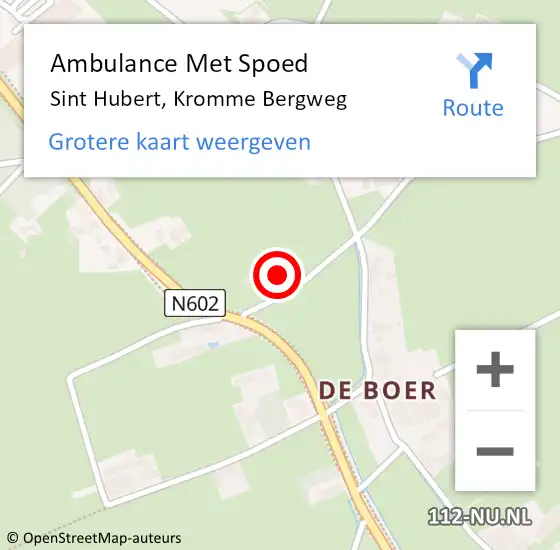 Locatie op kaart van de 112 melding: Ambulance Met Spoed Naar Sint Hubert, Kromme Bergweg op 11 april 2015 06:27