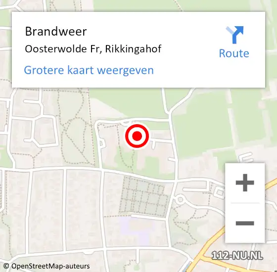 Locatie op kaart van de 112 melding: Brandweer Oosterwolde Fr, Rikkingahof op 4 november 2013 17:42