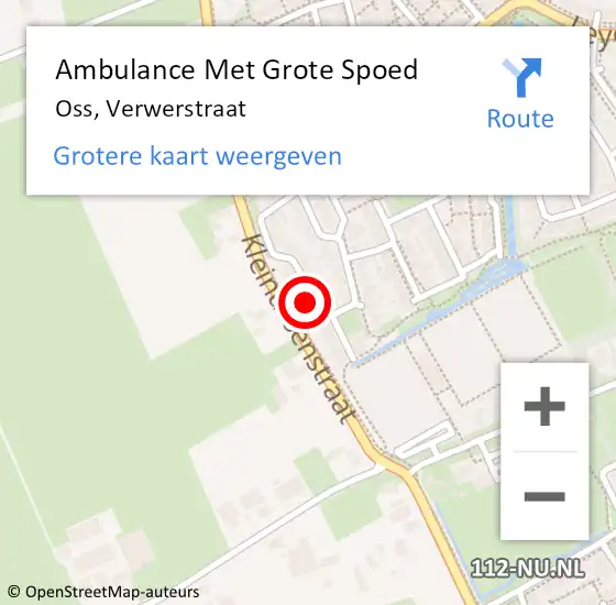 Locatie op kaart van de 112 melding: Ambulance Met Grote Spoed Naar Oss, Verwerstraat op 4 november 2013 17:43