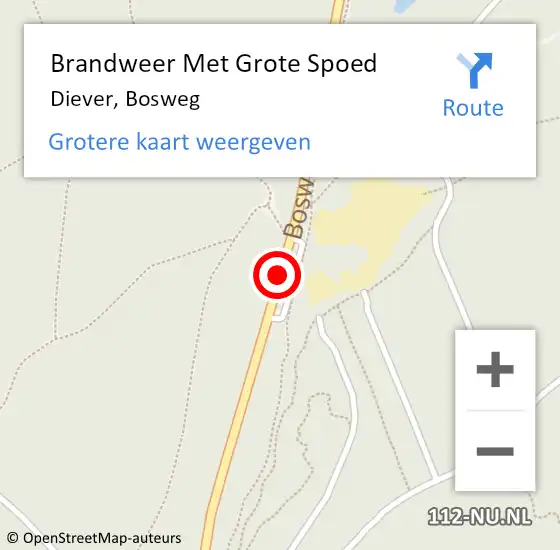 Locatie op kaart van de 112 melding: Brandweer Met Grote Spoed Naar Diever, Bosweg op 11 april 2015 08:19