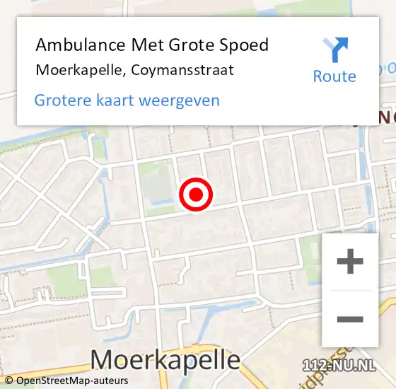 Locatie op kaart van de 112 melding: Ambulance Met Grote Spoed Naar Moerkapelle, Coymansstraat op 11 april 2015 09:22