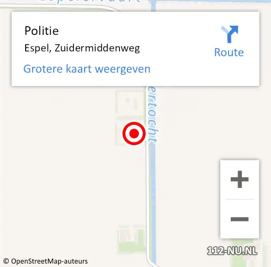 Locatie op kaart van de 112 melding: Politie Espel, Zuidermiddenweg op 11 april 2015 09:52