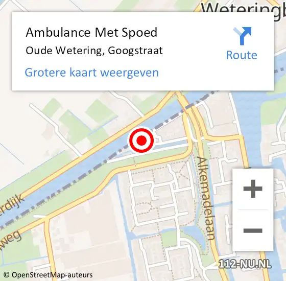 Locatie op kaart van de 112 melding: Ambulance Met Spoed Naar Oude Wetering, Googstraat op 11 april 2015 10:29