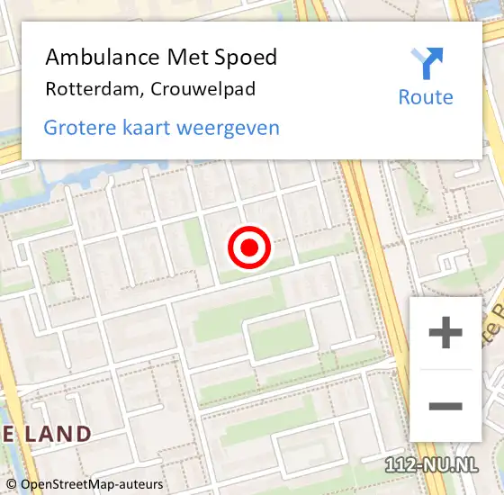 Locatie op kaart van de 112 melding: Ambulance Met Spoed Naar Rotterdam, Crouwelpad op 11 april 2015 10:33