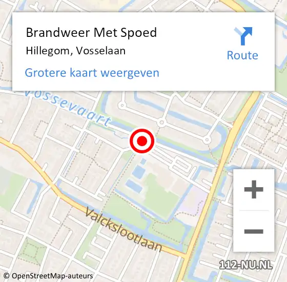 Locatie op kaart van de 112 melding: Brandweer Met Spoed Naar Hillegom, Vosselaan op 11 april 2015 10:49