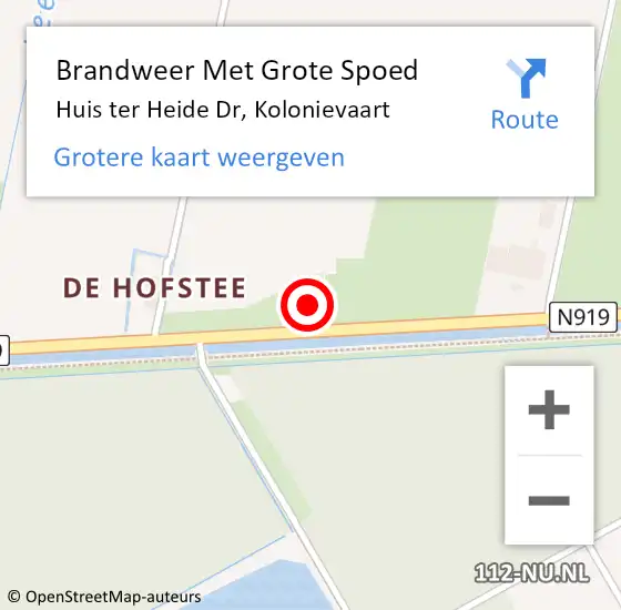 Locatie op kaart van de 112 melding: Brandweer Met Grote Spoed Naar Huis ter Heide Dr, Kolonievaart op 11 april 2015 10:49
