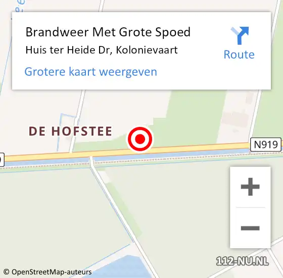 Locatie op kaart van de 112 melding: Brandweer Met Grote Spoed Naar Huis ter Heide Dr, Kolonievaart op 11 april 2015 10:59