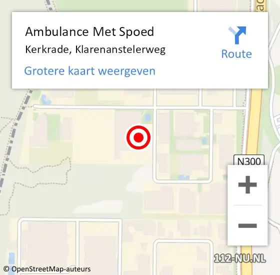 Locatie op kaart van de 112 melding: Ambulance Met Spoed Naar Kerkrade, Klarenanstelerweg op 11 april 2015 11:24