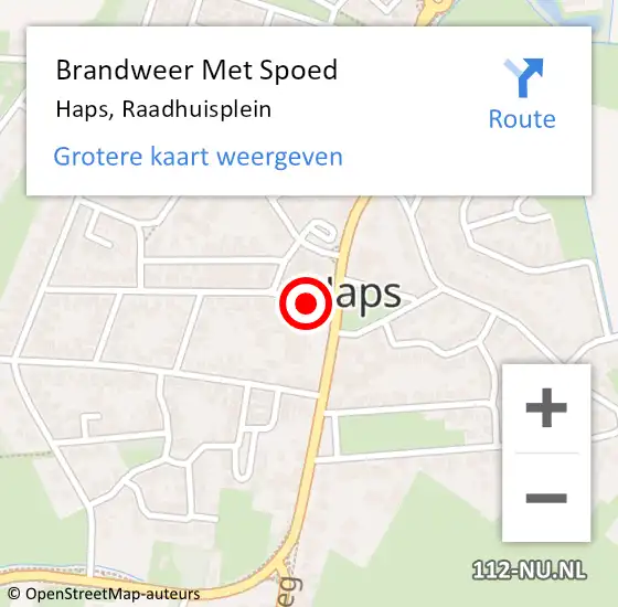 Locatie op kaart van de 112 melding: Brandweer Met Spoed Naar Haps, Raadhuisplein op 11 april 2015 11:43