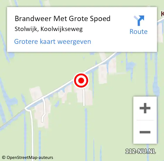 Locatie op kaart van de 112 melding: Brandweer Met Grote Spoed Naar Stolwijk, Koolwijkseweg op 11 april 2015 11:59