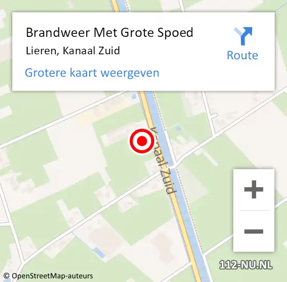 Locatie op kaart van de 112 melding: Brandweer Met Grote Spoed Naar Lieren, Kanaal Zuid op 11 april 2015 12:09