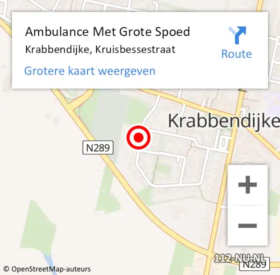 Locatie op kaart van de 112 melding: Ambulance Met Grote Spoed Naar Krabbendijke, Kruisbessestraat op 11 april 2015 12:12