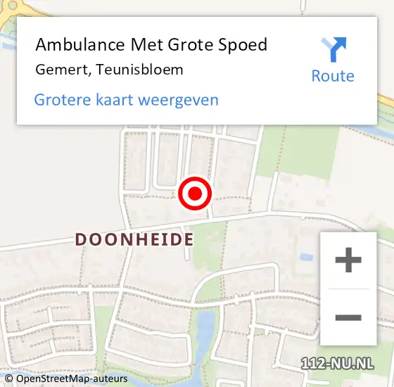 Locatie op kaart van de 112 melding: Ambulance Met Grote Spoed Naar Gemert, Teunisbloem op 11 april 2015 12:22