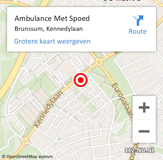 Locatie op kaart van de 112 melding: Ambulance Met Spoed Naar Brunssum, Kennedylaan op 11 april 2015 12:26