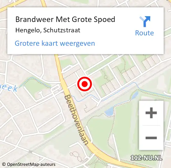 Locatie op kaart van de 112 melding: Brandweer Met Grote Spoed Naar Hengelo, Schutzstraat op 11 april 2015 12:31