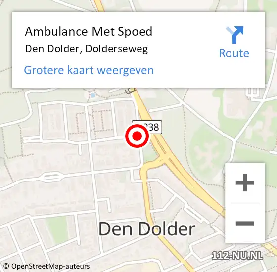 Locatie op kaart van de 112 melding: Ambulance Met Spoed Naar Den Dolder, Dolderseweg op 11 april 2015 12:45