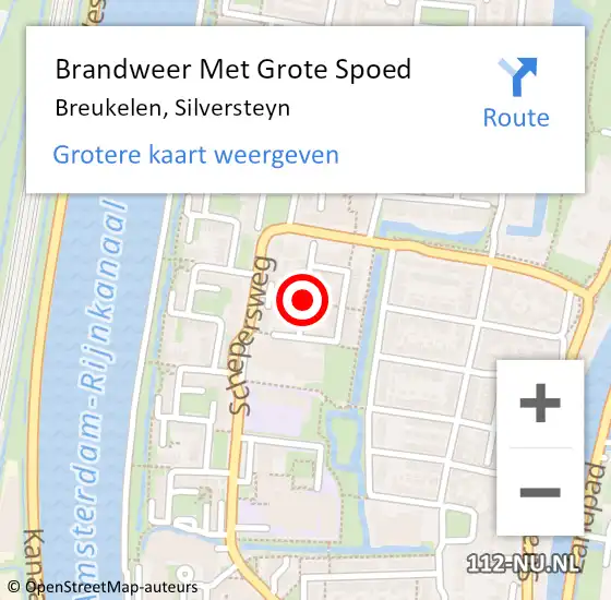 Locatie op kaart van de 112 melding: Brandweer Met Grote Spoed Naar Breukelen, Silversteyn op 11 april 2015 13:40