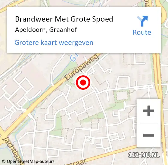 Locatie op kaart van de 112 melding: Brandweer Met Grote Spoed Naar Apeldoorn, Graanhof op 11 april 2015 13:57