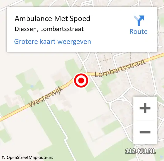 Locatie op kaart van de 112 melding: Ambulance Met Spoed Naar Diessen, Lombartsstraat op 11 april 2015 14:20