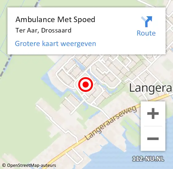 Locatie op kaart van de 112 melding: Ambulance Met Spoed Naar Ter Aar, Drossaard op 11 april 2015 14:40