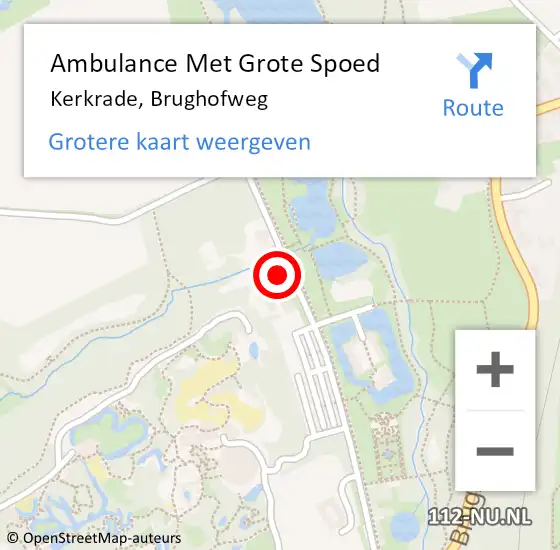 Locatie op kaart van de 112 melding: Ambulance Met Grote Spoed Naar Kerkrade, Brughofweg op 11 april 2015 14:43