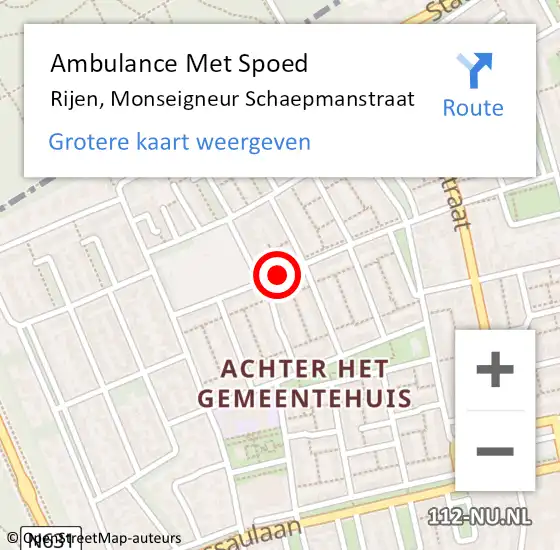 Locatie op kaart van de 112 melding: Ambulance Met Spoed Naar Rijen, Monseigneur Schaepmanstraat op 11 april 2015 15:17