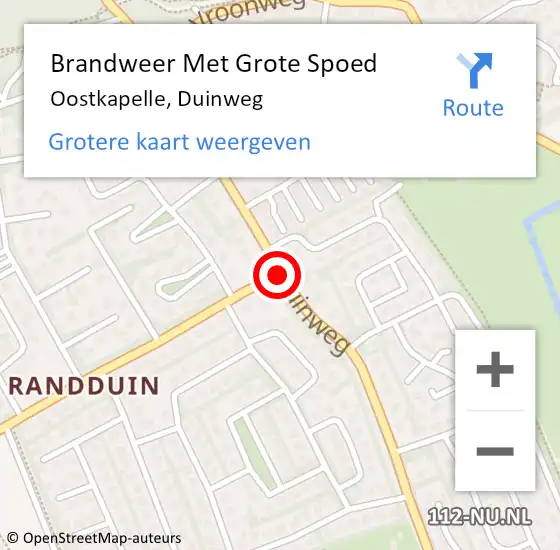 Locatie op kaart van de 112 melding: Brandweer Met Grote Spoed Naar Oostkapelle, Duinweg op 11 april 2015 15:30