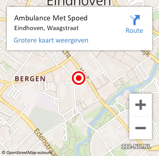 Locatie op kaart van de 112 melding: Ambulance Met Spoed Naar Eindhoven, Waagstraat op 11 april 2015 16:16