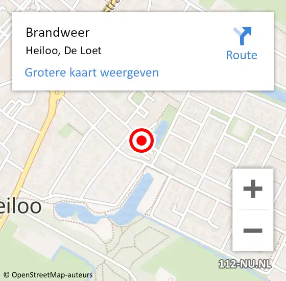 Locatie op kaart van de 112 melding: Brandweer Heiloo, De Loet op 11 april 2015 16:25