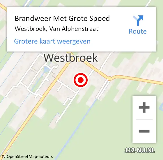 Locatie op kaart van de 112 melding: Brandweer Met Grote Spoed Naar Westbroek, Van Alphenstraat op 11 april 2015 17:23