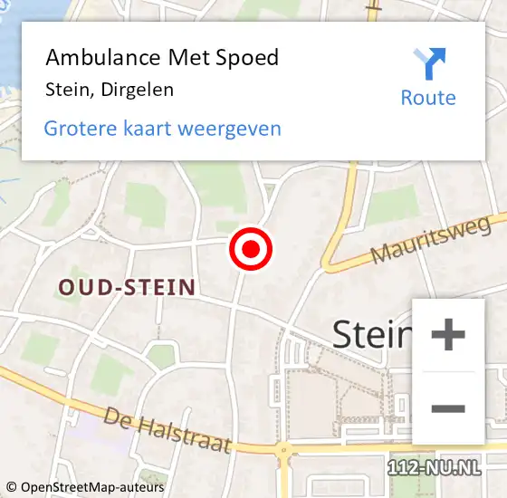 Locatie op kaart van de 112 melding: Ambulance Met Spoed Naar Stein, Dirgelen op 4 november 2013 18:14