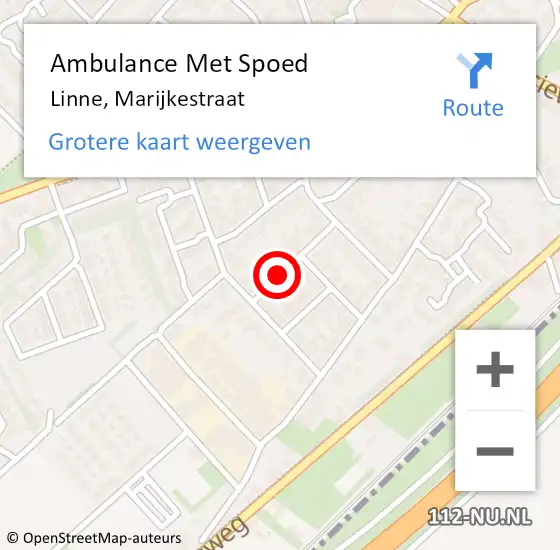 Locatie op kaart van de 112 melding: Ambulance Met Spoed Naar Linne, Marijkestraat op 11 april 2015 17:27