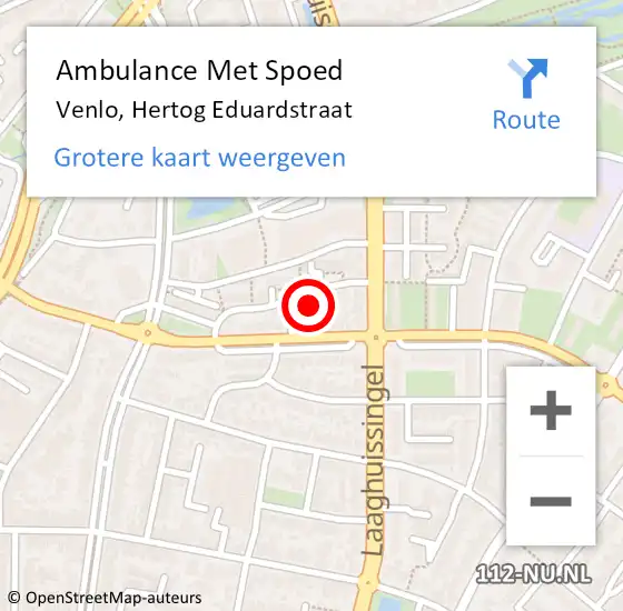 Locatie op kaart van de 112 melding: Ambulance Met Spoed Naar Venlo, Hertog Eduardstraat op 11 april 2015 18:41