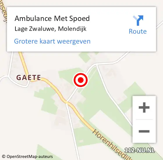 Locatie op kaart van de 112 melding: Ambulance Met Spoed Naar Lage Zwaluwe, Molendijk op 11 april 2015 19:41