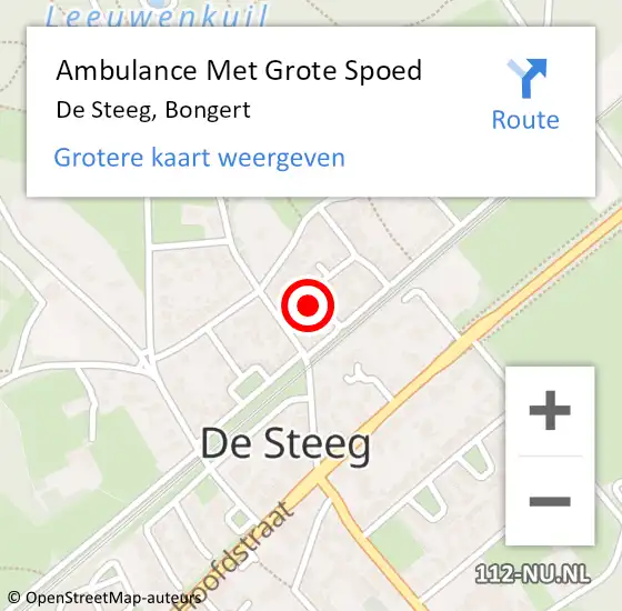 Locatie op kaart van de 112 melding: Ambulance Met Grote Spoed Naar De Steeg, Bongert op 11 april 2015 20:17