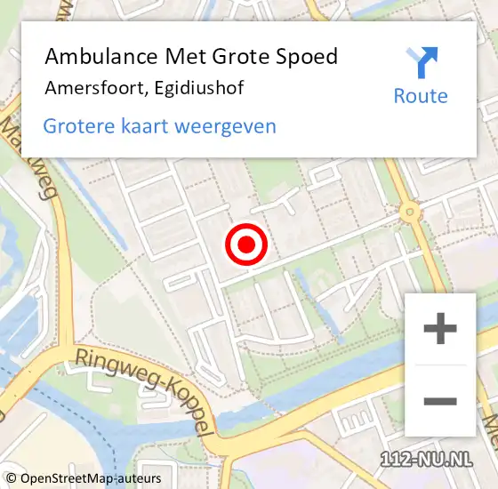 Locatie op kaart van de 112 melding: Ambulance Met Grote Spoed Naar Amersfoort, Egidiushof op 11 april 2015 20:49