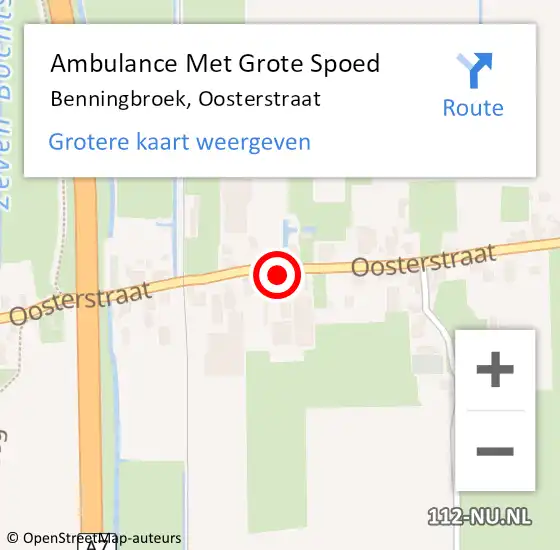 Locatie op kaart van de 112 melding: Ambulance Met Grote Spoed Naar Benningbroek, Oosterstraat op 11 april 2015 21:08