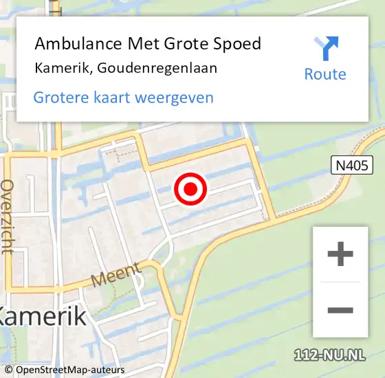 Locatie op kaart van de 112 melding: Ambulance Met Grote Spoed Naar Kamerik, Goudenregenlaan op 11 april 2015 22:14