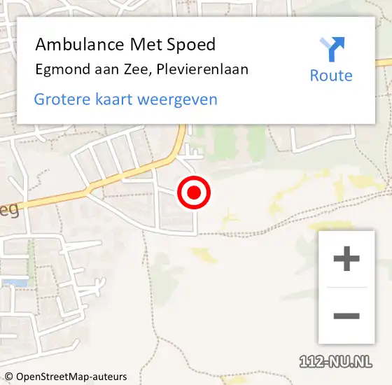 Locatie op kaart van de 112 melding: Ambulance Met Spoed Naar Egmond aan Zee, Plevierenlaan op 11 april 2015 22:49