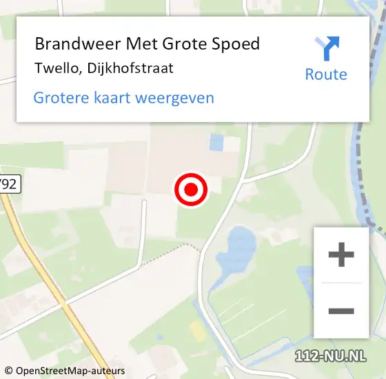 Locatie op kaart van de 112 melding: Brandweer Met Grote Spoed Naar Twello, Dijkhofstraat op 11 april 2015 23:34