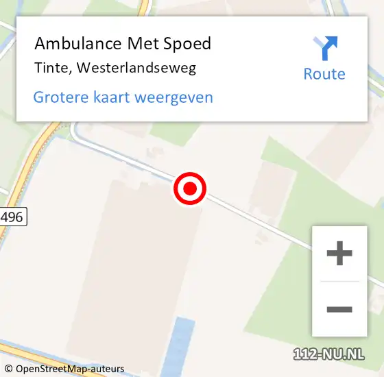 Locatie op kaart van de 112 melding: Ambulance Met Spoed Naar Tinte, Westerlandseweg op 11 april 2015 23:35