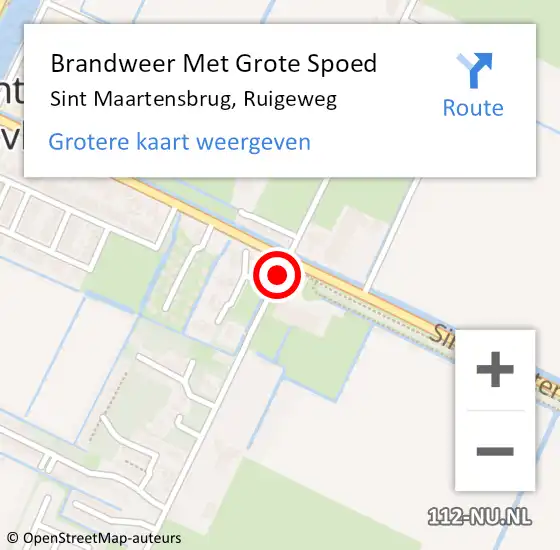 Locatie op kaart van de 112 melding: Brandweer Met Grote Spoed Naar Sint Maartensbrug, Ruigeweg op 12 april 2015 02:47